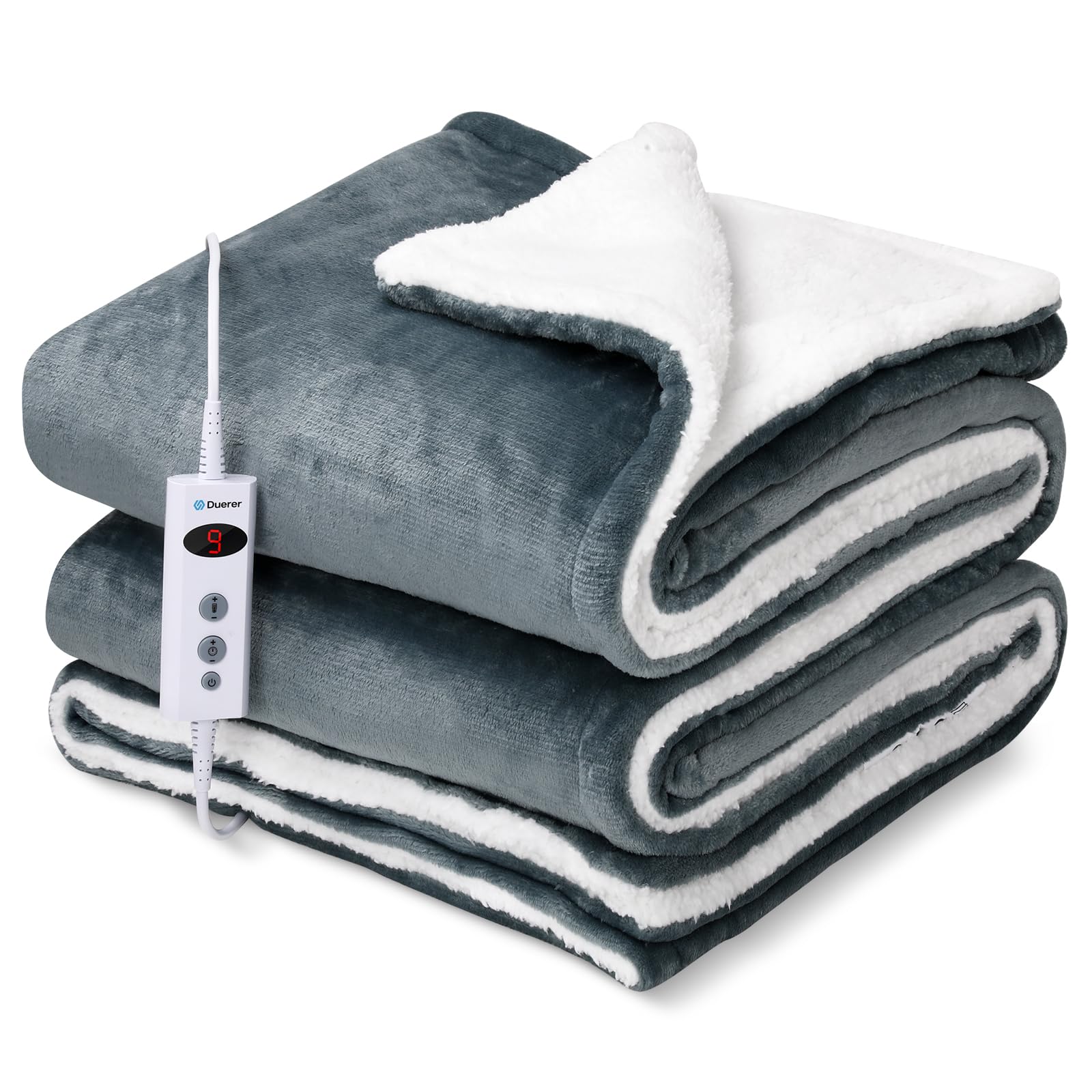 Duerer Electric Heated Blanket Queen Size 180x200cm Flannel & Sherpa