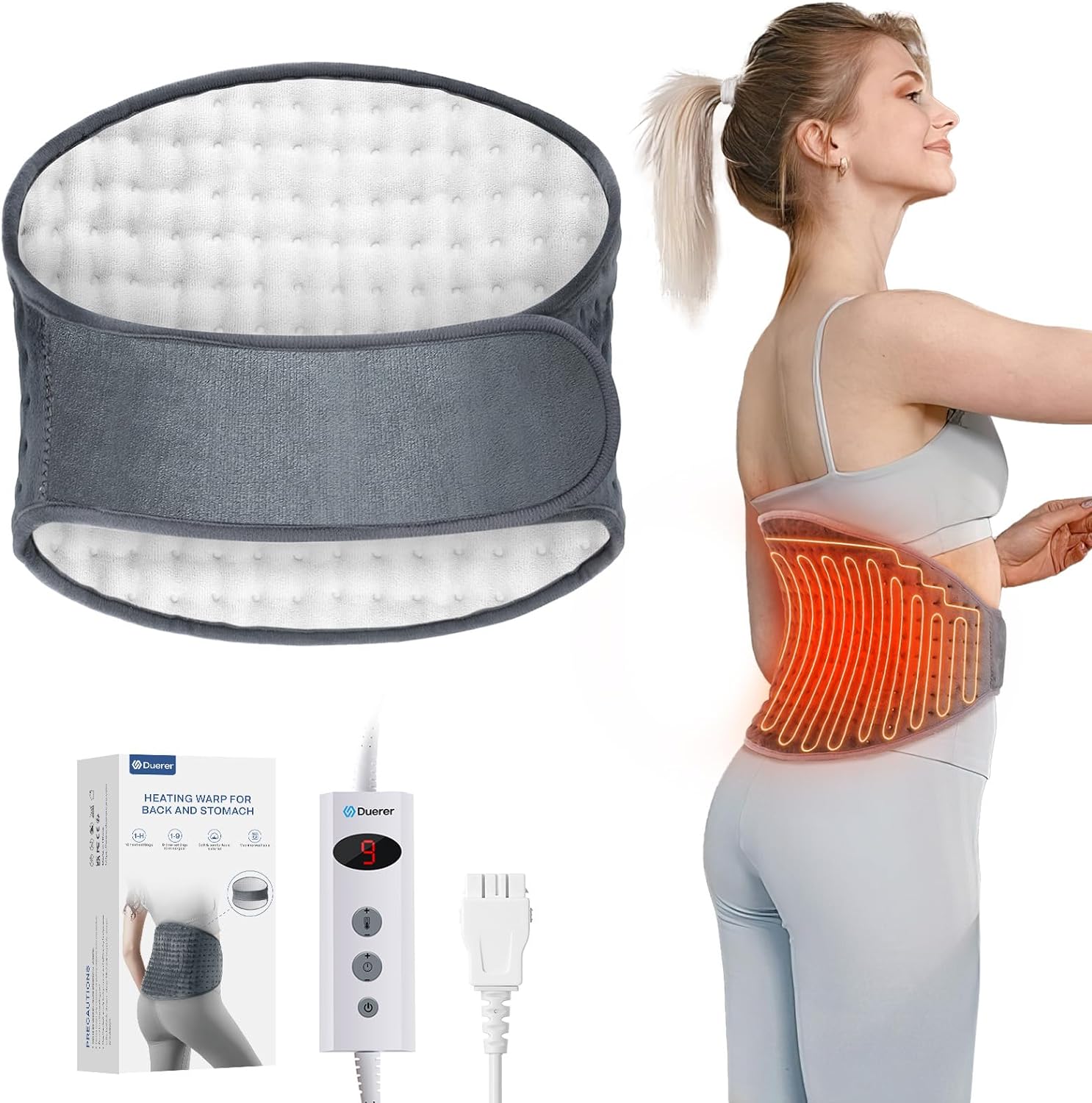 Duerer Heat Pad Electric Heating Pad for Waist and Back Pain Relief