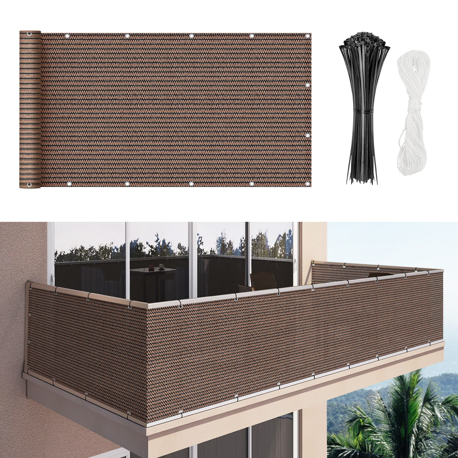 Duerer Balcony Screen Privacy Fence (Brown)