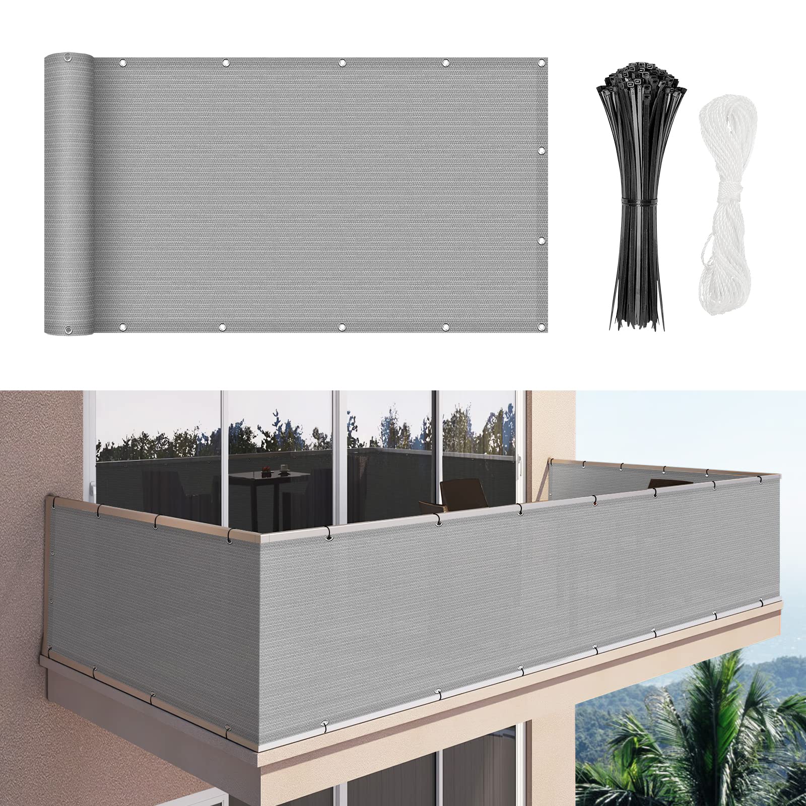 Duerer Balcony Screen Privacy Fence (Gray)