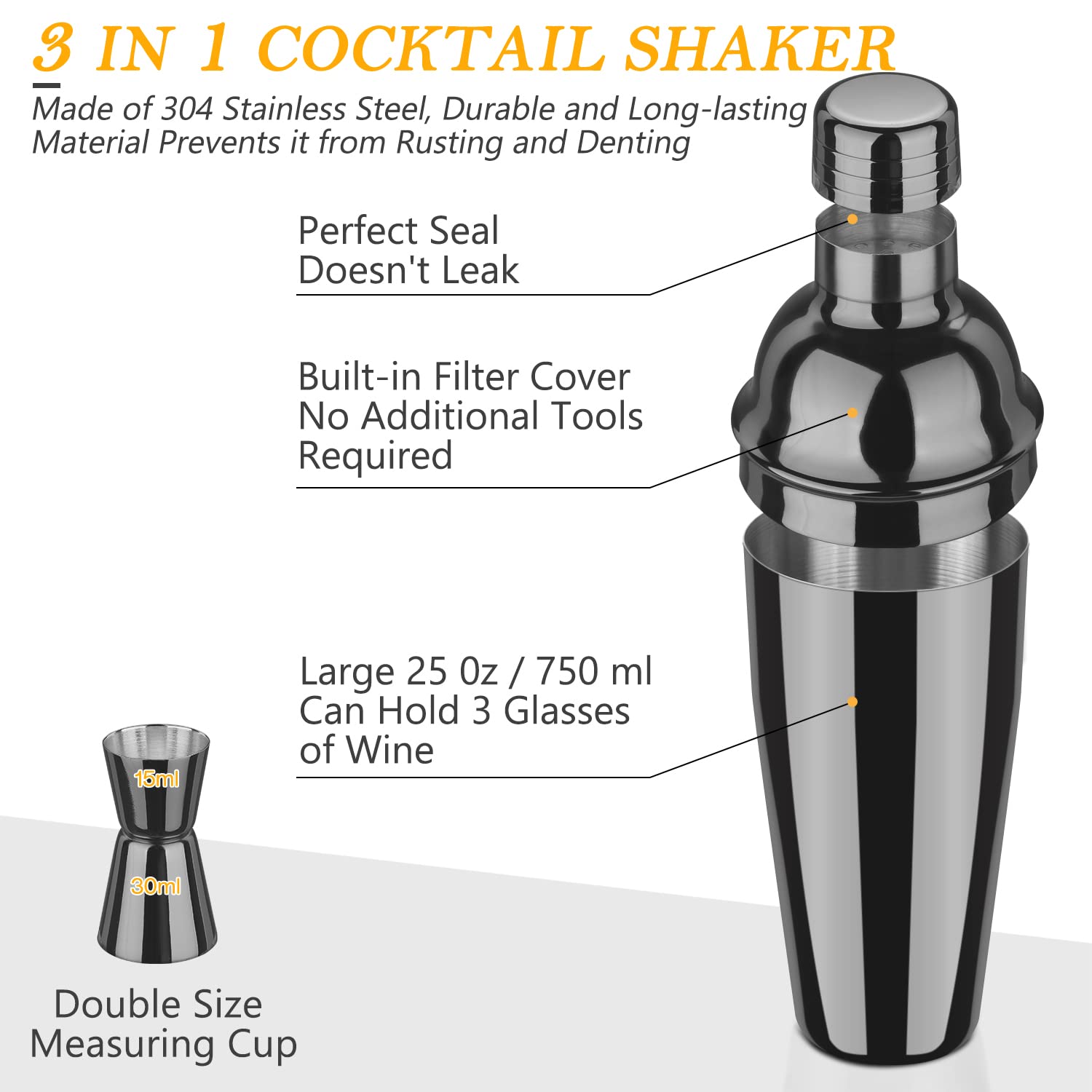 Duerer Bartender Kit Cocktail Shaker Set 11-Piece(Black)
