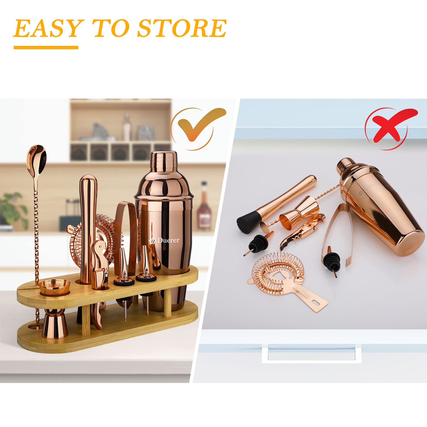 Duerer Bartender Kit Cocktail Shaker Set 11-Piece(Gold)